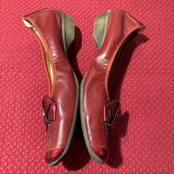 DORKING Sz 41 by Fluchos Red Metallic Slip-On Square  Toe Shoes Made In Spain - Picture 8 of 8